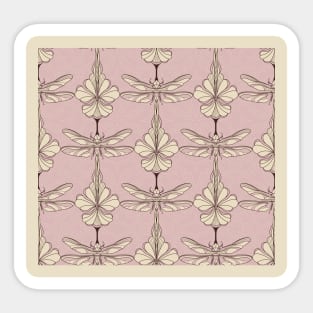 Light Pink Dragonflies and Flowers Sticker